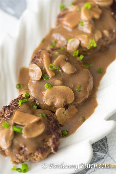 Best Filipino Burger Steak with Mushroom Gravy.